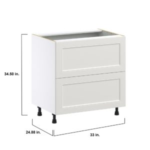 Wisteria Painted Light Gray Recessed Assembled Base Cabinet with 2 Drawers (33 in. W X 34.5 in. H X 24 in. D)