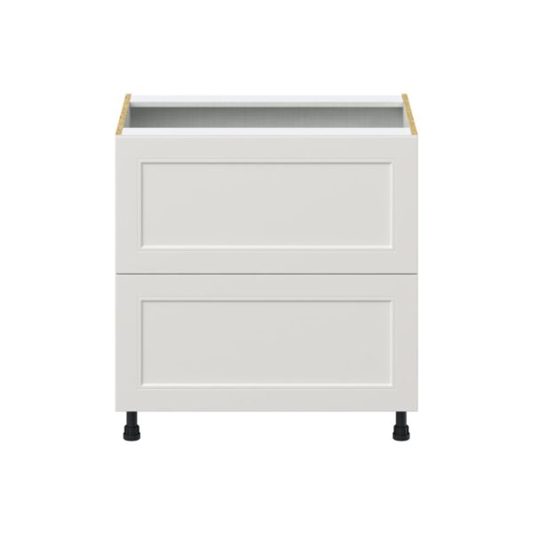 Wisteria Painted Light Gray Recessed Assembled Base Cabinet with 2 Drawers (33 in. W X 34.5 in. H X 24 in. D)