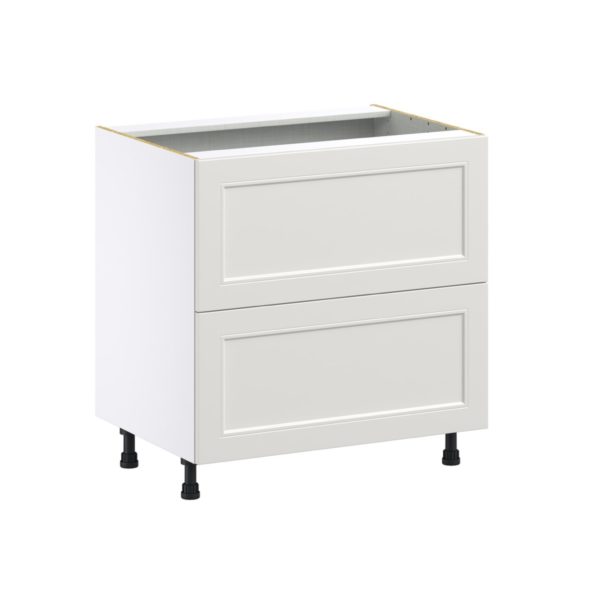 Wisteria Painted Light Gray Recessed Assembled Base Cabinet with 2 Drawers (33 in. W X 34.5 in. H X 24 in. D)