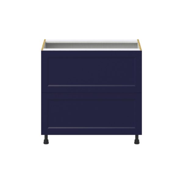 Camellia Painted Midnight Blue Recessed Assembled Base Cabinet with 2 Drawers (36 in. W x 34.5 in. H x 24 in. D)