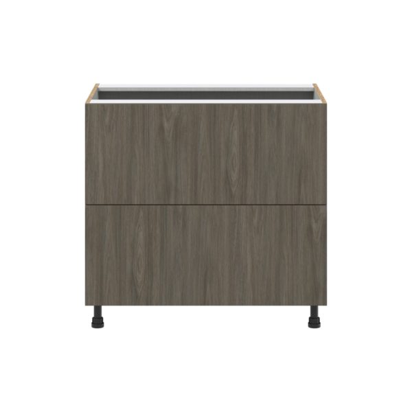 Cordyline Textured Slab Walnut Assembled Base Cabinet with 2 Drawers (36 in. W x 34.5 in. H x 24 in. D)