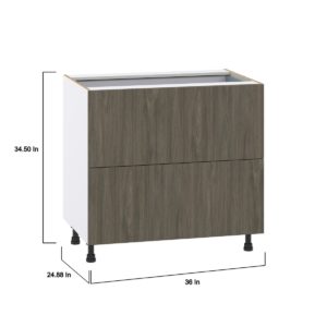 Cordyline Textured Slab Walnut Assembled Base Cabinet with 2 Drawers and 1 Inner Drawer (36 in. W x 34.5 in. H x 24 in. D)