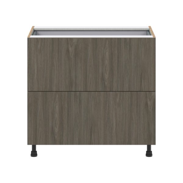 Cordyline Textured Slab Walnut Assembled Base Cabinet with 2 Drawers and 1 Inner Drawer (36 in. W x 34.5 in. H x 24 in. D)