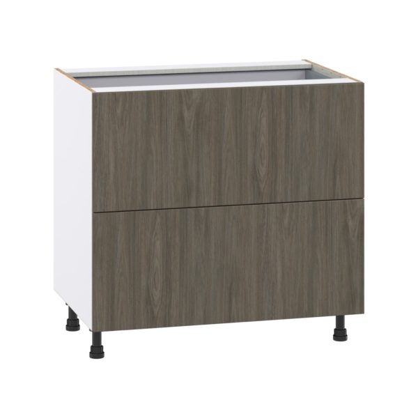 Cordyline Textured Slab Walnut Assembled Base Cabinet with 2 Drawers and 1 Inner Drawer (36 in. W x 34.5 in. H x 24 in. D)