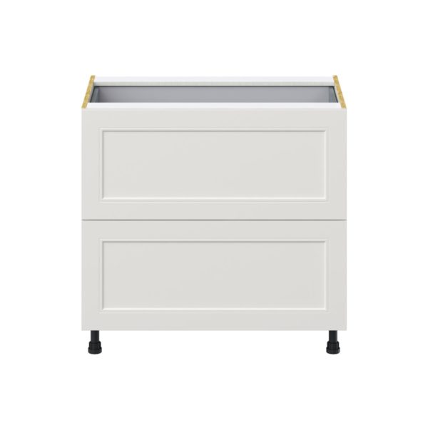 Wisteria Painted Light Gray Recessed Assembled Base Cabinet with 2 Drawers and 1 Inner Drawer (36 in. W x 34.5 in. H x 24 in. D)