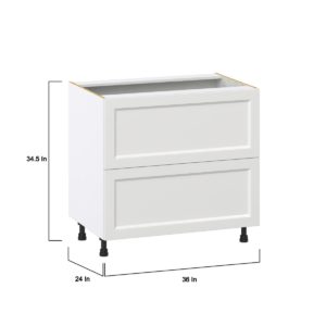 Magnolia Painted Bright White Recessed Assembled Base Cabinet with 2 Drawers (36 in. W x 34.5 in. H x 24 in. D)