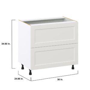 Wisteria Painted Light Gray Recessed Assembled Base Cabinet with 2 Drawers (36 in. W x 34.5 in. H x 24 in. D)