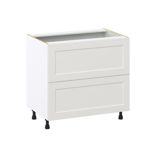 Wisteria Painted Light Gray Recessed Assembled Base Cabinet with 2 Drawers (36 in. W x 34.5 in. H x 24 in. D)