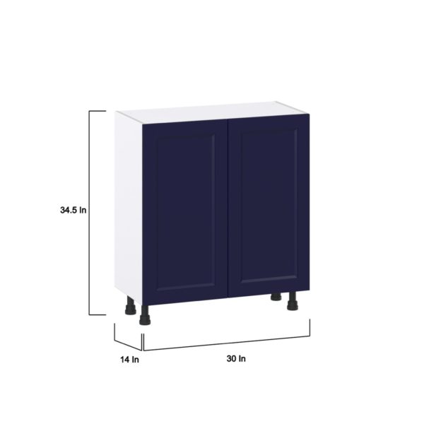 Camellia Painted Midnight Blue Recessed Assembled Shallow Base Cabinet with 2 Full High Doors (30 in. W x 34.5 in. H x 14 in. D)