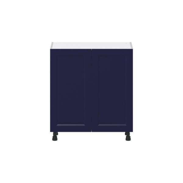 Camellia Painted Midnight Blue Recessed Assembled Shallow Base Cabinet with 2 Full High Doors (30 in. W x 34.5 in. H x 14 in. D)