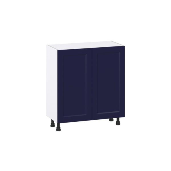 Camellia Painted Midnight Blue Recessed Assembled Shallow Base Cabinet with 2 Full High Doors (30 in. W x 34.5 in. H x 14 in. D)