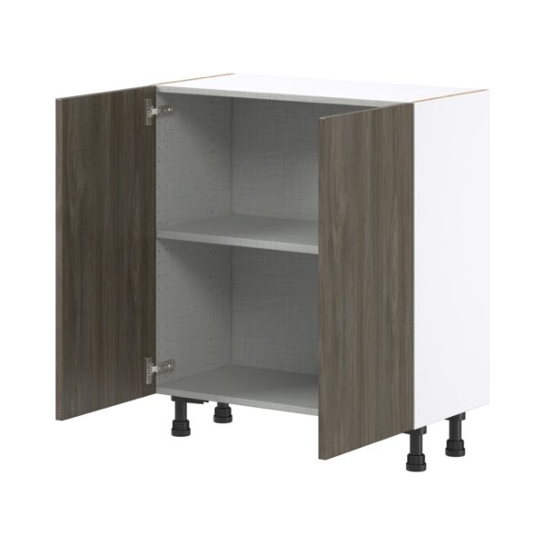 Cordyline Textured Slab Walnut Assembled Shallow Base Cabinet with 2 Full High Doors (30 in. W x 34.5 in. H x 14 in. D)