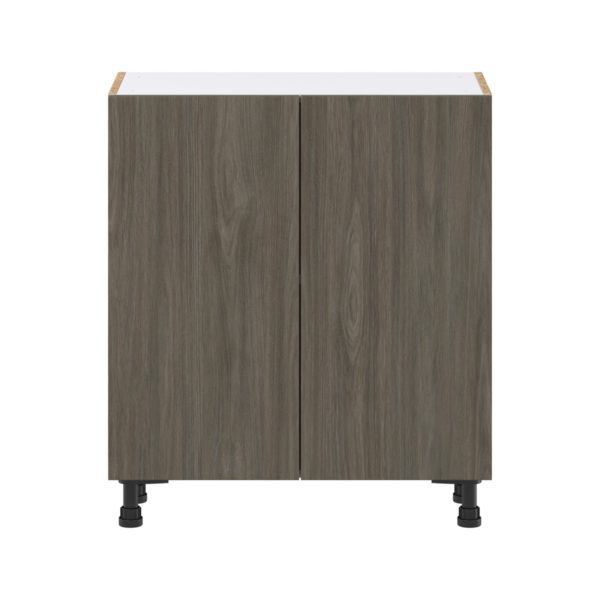 Cordyline Textured Slab Walnut Assembled Shallow Base Cabinet with 2 Full High Doors (30 in. W x 34.5 in. H x 14 in. D)