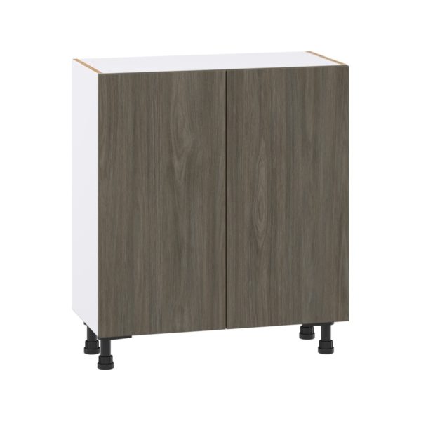 Cordyline Textured Slab Walnut Assembled Shallow Base Cabinet with 2 Full High Doors (30 in. W x 34.5 in. H x 14 in. D)