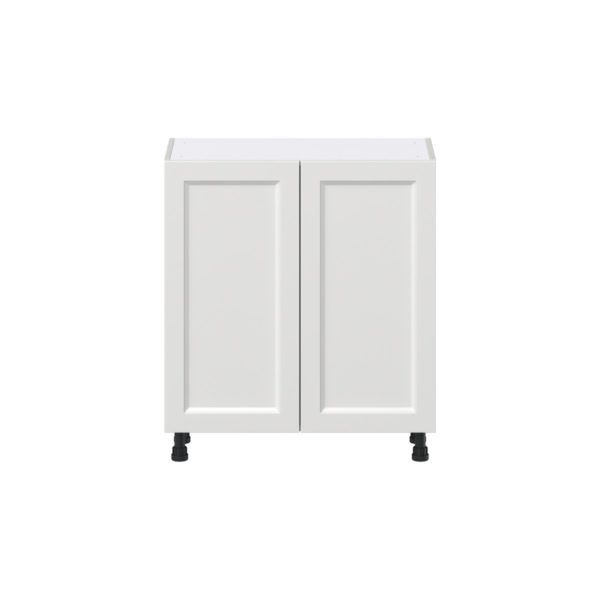 Magnolia Painted Bright White Recessed Assembled Shallow Base Cabinet with 2 Full High Doors (30 in. W x 34.5 in. H x 14 in. D)