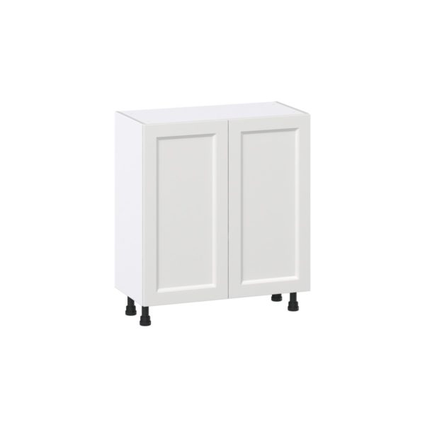 Magnolia Painted Bright White Recessed Assembled Shallow Base Cabinet with 2 Full High Doors (30 in. W x 34.5 in. H x 14 in. D)