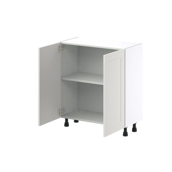 Wisteria Painted Light Gray Recessed Assembled Shallow Base Cabinet with 2 Full High Doors (30 in. W x 34.5 in. H x 14 in. D)