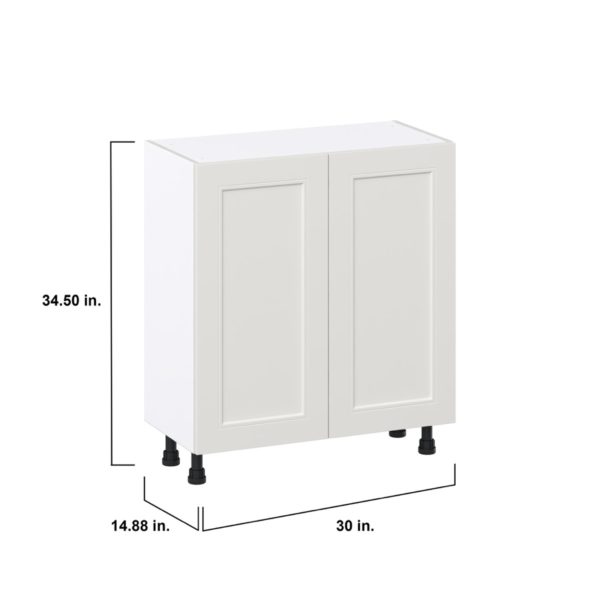 Wisteria Painted Light Gray Recessed Assembled Shallow Base Cabinet with 2 Full High Doors (30 in. W x 34.5 in. H x 14 in. D)