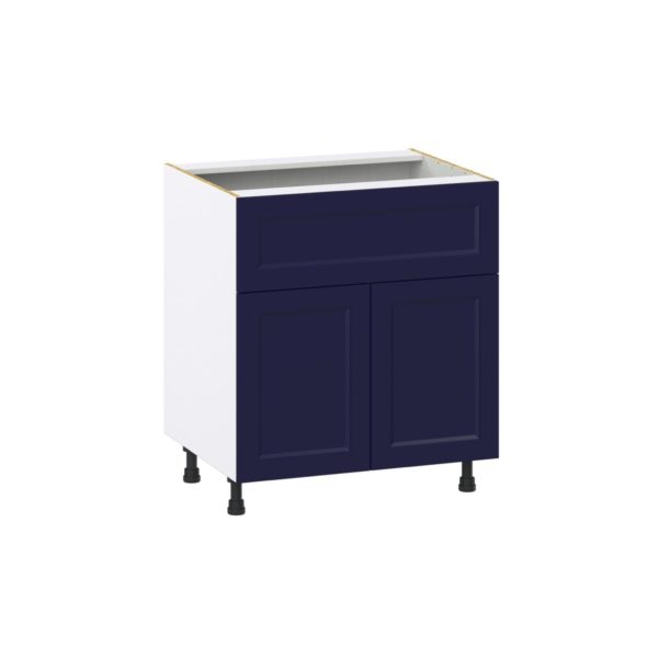 Camellia Painted Midnight Blue Recessed Assembled Base Cabinet with 1 Door and 10 in. Drawer (30 in. W x 34.5 in. H x 24 in. D)