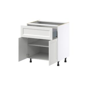 Magnolia Painted Bright White Recessed Assembled Base Cabinet with 1 Door and 10 in. Drawer (30 in. W x 34.5 in. H x 24 in. D)