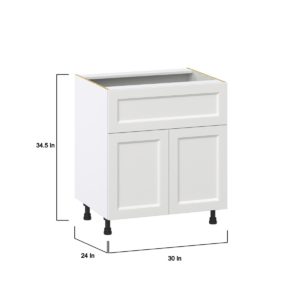 Magnolia Painted Bright White Recessed Assembled Base Cabinet with 1 Door and 10 in. Drawer (30 in. W x 34.5 in. H x 24 in. D)