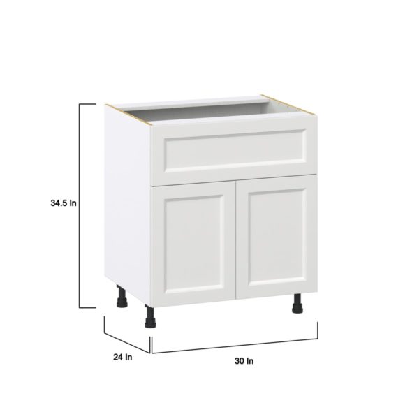 Magnolia Painted Bright White Recessed Assembled Base Cabinet with 1 Door and 10 in. Drawer (30 in. W x 34.5 in. H x 24 in. D)