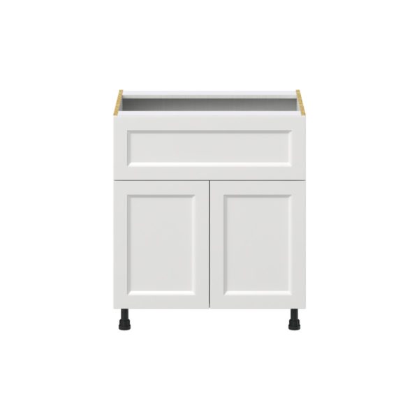 Magnolia Painted Bright White Recessed Assembled Base Cabinet with 1 Door and 10 in. Drawer (30 in. W x 34.5 in. H x 24 in. D)