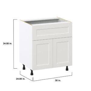 Wisteria Painted Light Gray Recessed Assembled Base Cabinet with 1 Door and 10 in. Drawer (30 in. W x 34.5 in. H x 24 in. D)