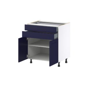 Camellia Painted Midnight Blue Recessed Assembled Base Cabinet with Two Doors and Two 5 in. Drawers (30 in. W x 34.5 in. H x 24 in. D)