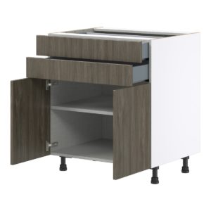 Cordyline Textured Slab Walnut Assembled Base Cabinet with Two Doors and Two 5 in. Drawers (30 in. W x 34.5 in. H x 24 in. D)