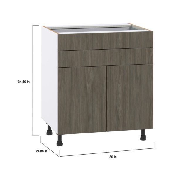 Cordyline Textured Slab Walnut Assembled Base Cabinet with Two Doors and Two 5 in. Drawers (30 in. W x 34.5 in. H x 24 in. D)