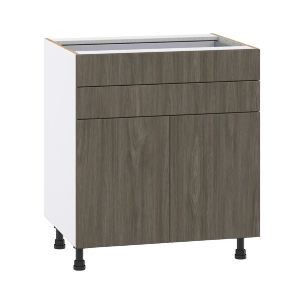 Cordyline Textured Slab Walnut Assembled Base Cabinet with Two Doors and Two 5 in. Drawers (30 in. W x 34.5 in. H x 24 in. D)