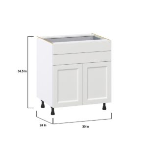 Magnolia Painted Bright White Recessed Assembled Base Cabinet with Two Doors and Two 5 in. Drawers (30 in. W x 34.5 in. H x 24 in. D)