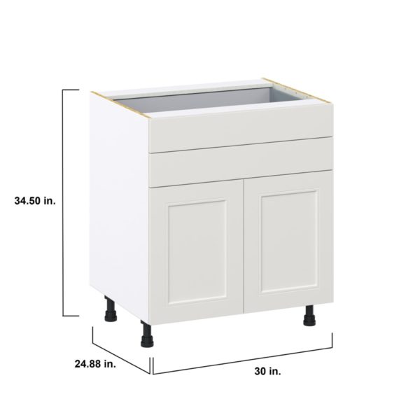 Wisteria Painted Light Gray Recessed Assembled Base Cabinet with Two Doors and Two 5 in. Drawers (30 in. W x 34.5 in. H x 24 in. D)