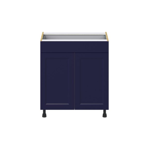 Camellia Painted Midnight Blue Recessed Assembled Base Cabinet with 2  Doors and a Drawer (30 in. W x 34.5 in. H x 24 in. D)