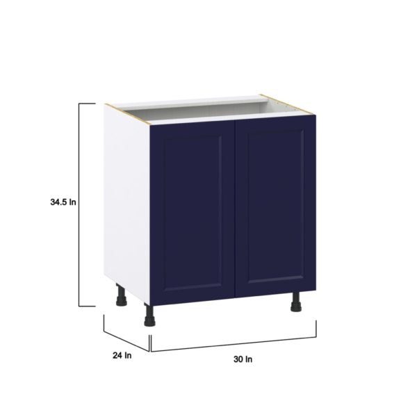 Camellia Painted Midnight Blue Recessed Assembled Base Cabinet with 2 Full High Doors (30 in. W x 34.5 in. H x 24 in. D)