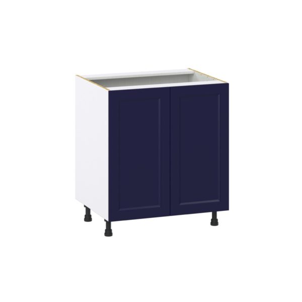 Camellia Painted Midnight Blue Recessed Assembled Base Cabinet with 2 Full High Doors (30 in. W x 34.5 in. H x 24 in. D)