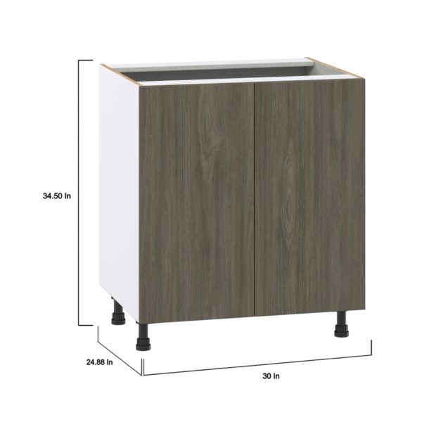 Cordyline Textured Slab Walnut Assembled Base Cabinet with 2 Full High Doors and 3 Inner Drawers (30 in. W x 34.5 in. H x 24 in. D)