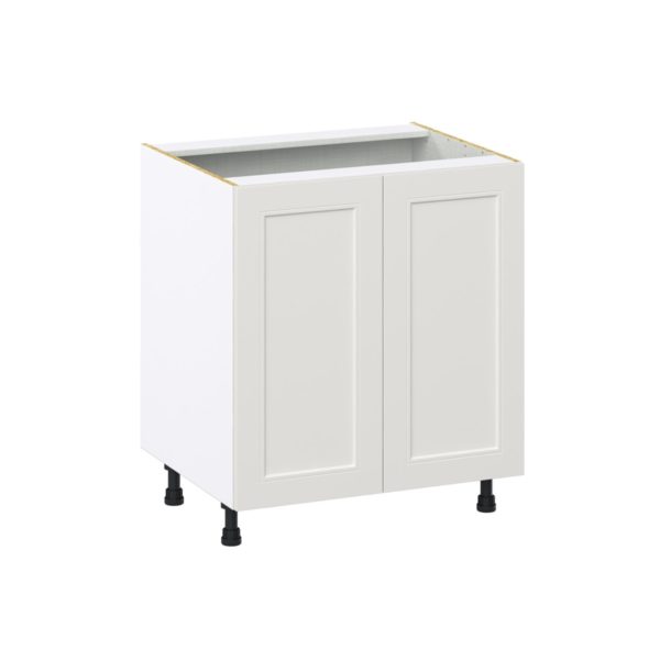 Wisteria Painted Light Gray Recessed Assembled Base Cabinet with 2 Full High Doors and 3 Inner Drawers (30 in. W x 34.5 in. H x 24 in. D)