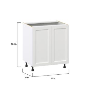 Magnolia Painted Bright White Recessed Assembled Base Cabinet with 2 Full High Doors (30 in. W x 34.5 in. H x 24 in. D)