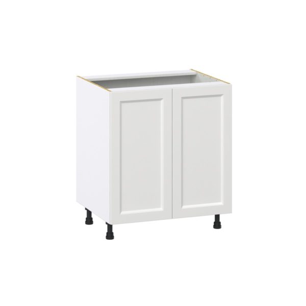 Magnolia Painted Bright White Recessed Assembled Base Cabinet with 2 Full High Doors (30 in. W x 34.5 in. H x 24 in. D)