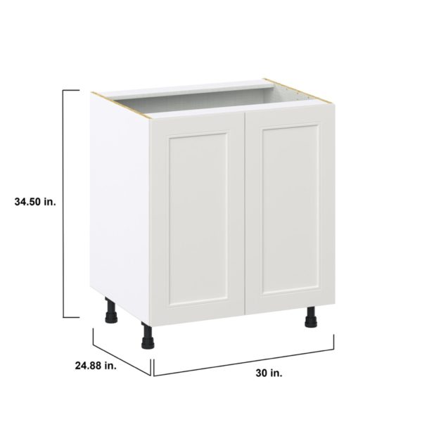 Wisteria Painted Light Gray Recessed Assembled Base Cabinet with 2 Full High Doors (30 in. W x 34.5 in. H x 24 in. D)