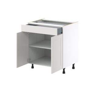 Wisteria Painted Light Gray Recessed Assembled Base Cabinet with 2  Doors and a Drawer (30 in. W x 34.5 in. H x 24 in. D)