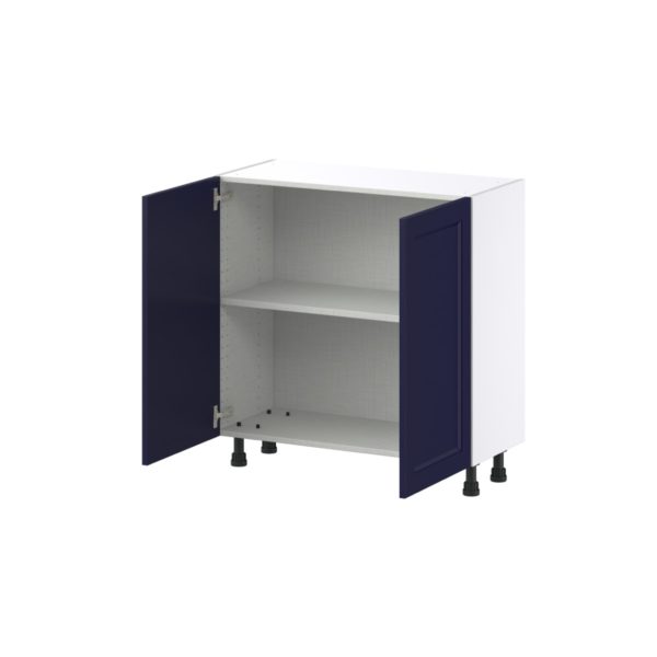 Camellia Painted Midnight Blue Recessed Assembled Shallow Base Cabinet with Full High Door (33 in. W X 34.5 in. H X 14 in. D)