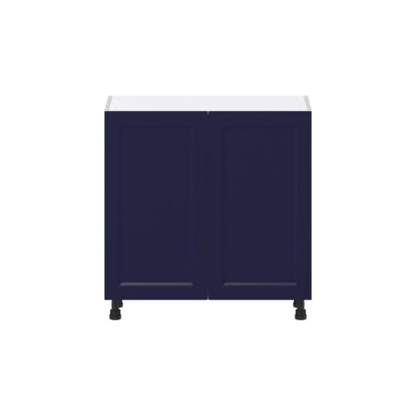 Camellia Painted Midnight Blue Recessed Assembled Shallow Base Cabinet with Full High Door (33 in. W X 34.5 in. H X 14 in. D)