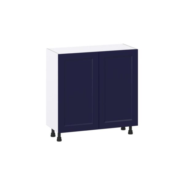 Camellia Painted Midnight Blue Recessed Assembled Shallow Base Cabinet with Full High Door (33 in. W X 34.5 in. H X 14 in. D)