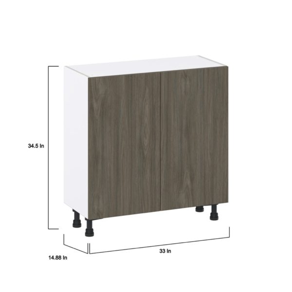 Cordyline Textured Slab Walnut Assembled Shallow Base Cabinet with Full High Door (33 in. W X 34.5 in. H X 14 in. D)