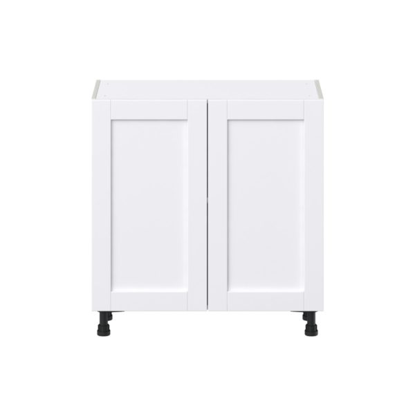 Dahlia Bright White  Shaker Assembled Shallow Base Cabinet with Full High Door (33 in. W X 34.5 in. H X 14 in. D)