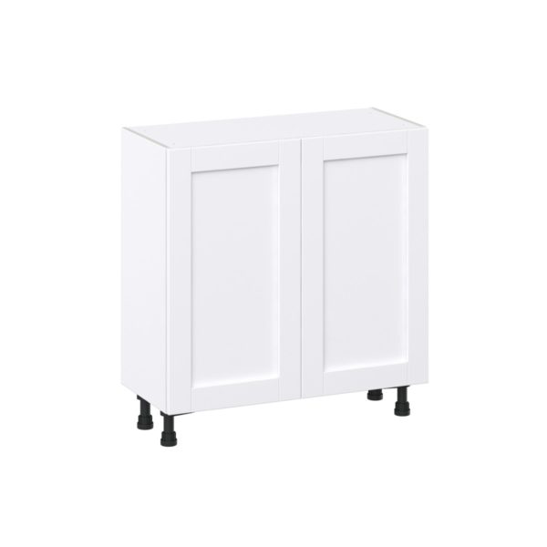 Dahlia Bright White  Shaker Assembled Shallow Base Cabinet with Full High Door (33 in. W X 34.5 in. H X 14 in. D)