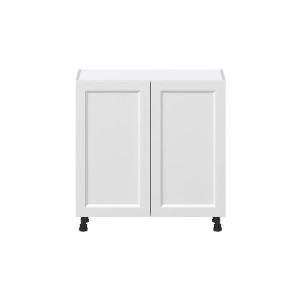 Magnolia Painted Bright White Recessed Assembled Shallow Base Cabinet with Full High Door (33 in. W X 34.5 in. H X 14 in. D)